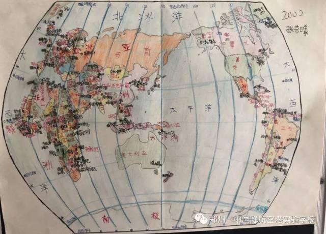 世界地图中包括:七大洲,四大洋,六大板块,主要国家和首都