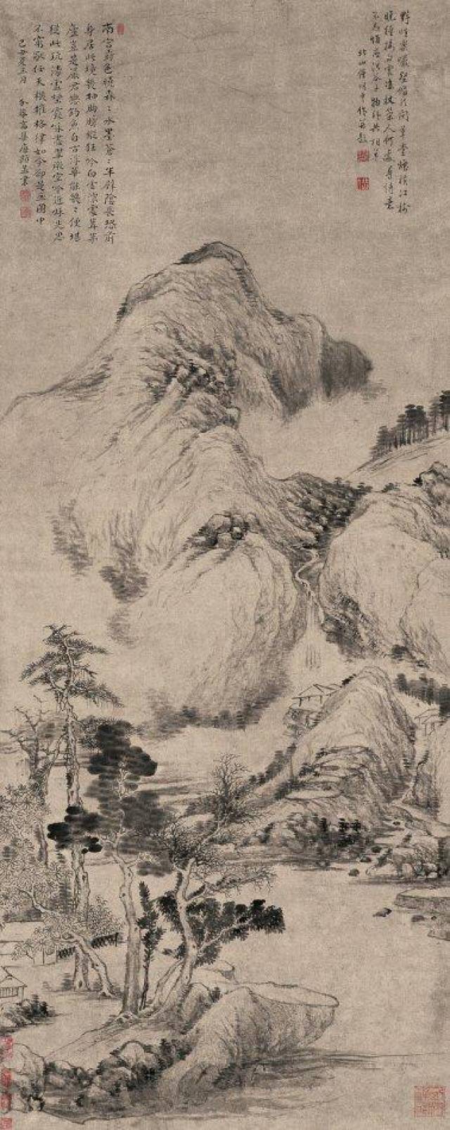 清代 释明中,蔡嘉,梅清,方亨咸山水画欣赏,各见其长