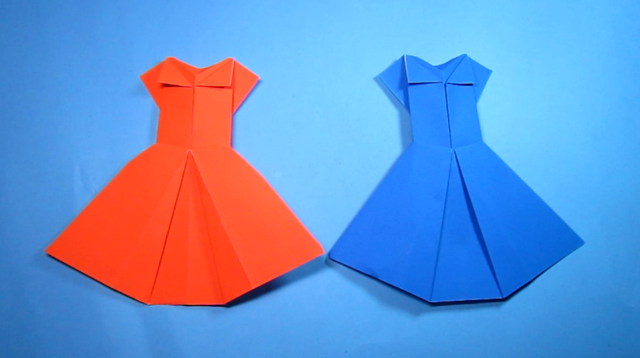 3分钟一张纸就能学会连衣裙的折法,简单又漂亮的裙子折纸教程