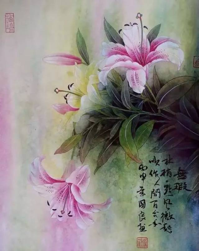 非常不错的国画《百合花》的技法教程!