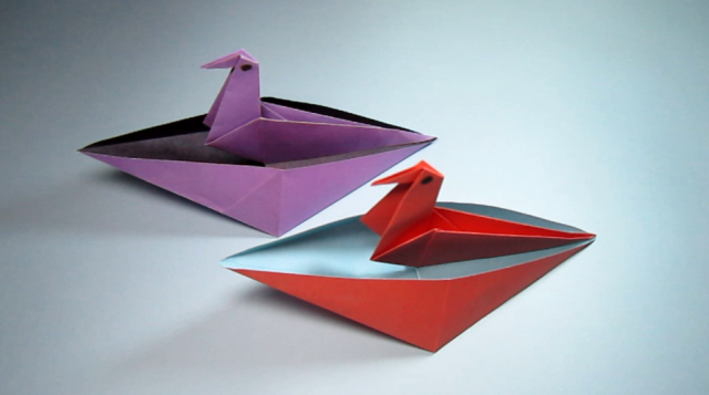 纸艺手工折纸小鸟帆船,一张纸就能折出漂亮的帆船