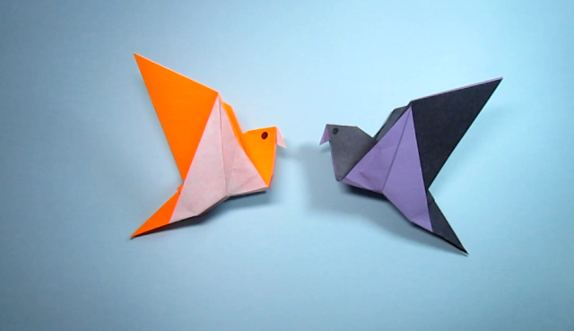 简单的折纸小鸟,一只翅膀能煽动的小鸟折纸