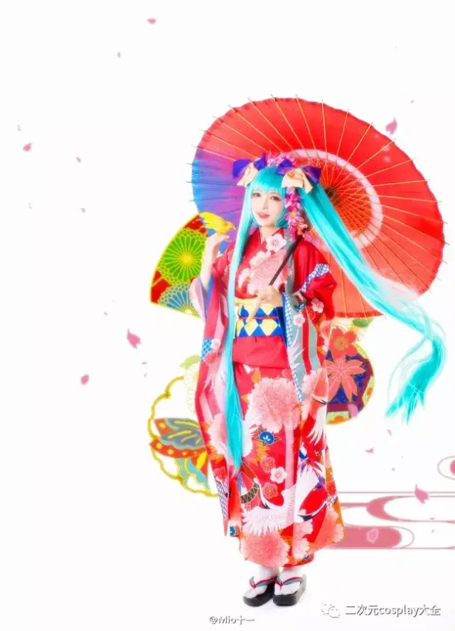 初音未来花鹤和服cos,花色衣miku绚丽美如画