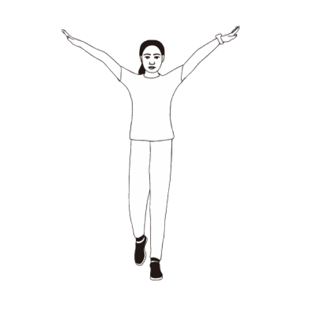 方法:双臂向上斜举,就像表针指到