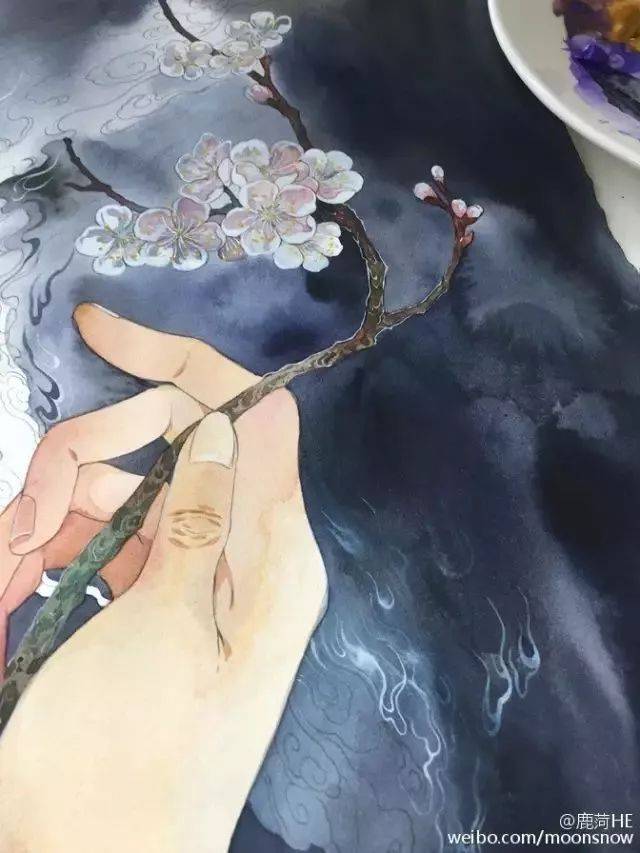 鹿菏,知名水彩插画家.曾出版《浮生物语大画集》,《浮生物语.