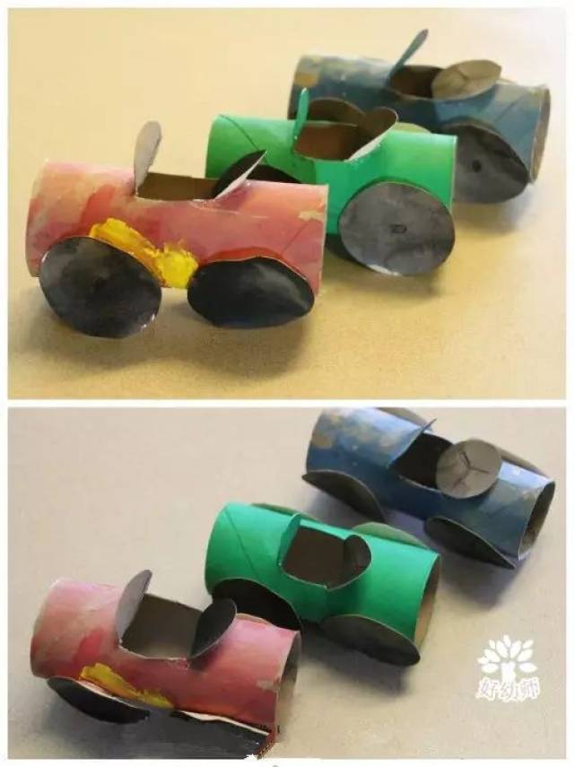 小汽车,没想到用纸筒就能做出这么酷的汽车哦!