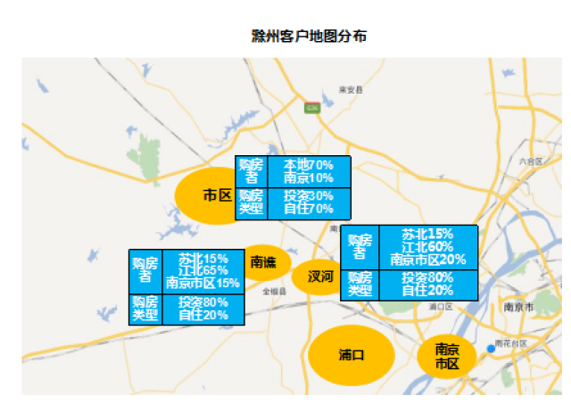 4,客户地图 客户地图:汊河,南谯等邻近南京的区域,主要以南京的投资客