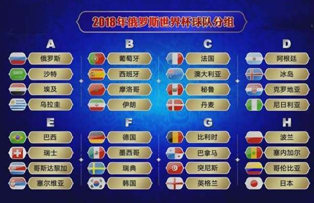 世界杯的分组图，世界杯分组图表