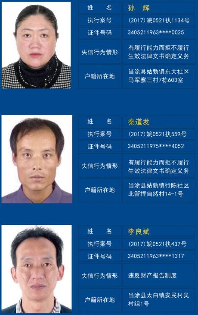 马鞍山法院曝光最新一批"老赖"黑名单!(附完整名单)