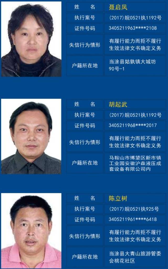 马鞍山法院曝光最新一批"老赖"黑名单!(附完整名单)