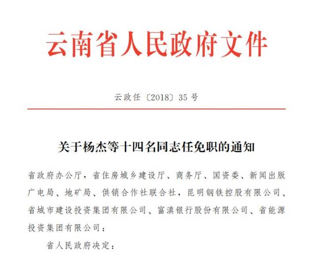 云南省人民政府发布一批人事任免 章吉青任省城乡规划