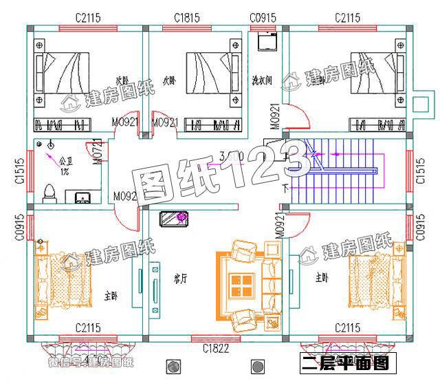 经典三层带堂屋3厅10室3卫别墅设计图(全套施工图)