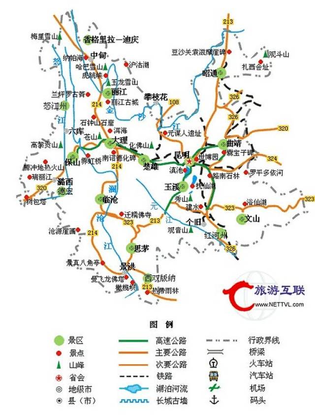 云南主要景点地图