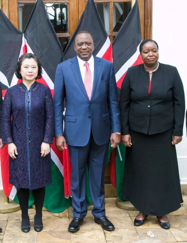 中国新任驻肯尼亚大使孙保红向肯尼亚总统肯雅塔递交国书