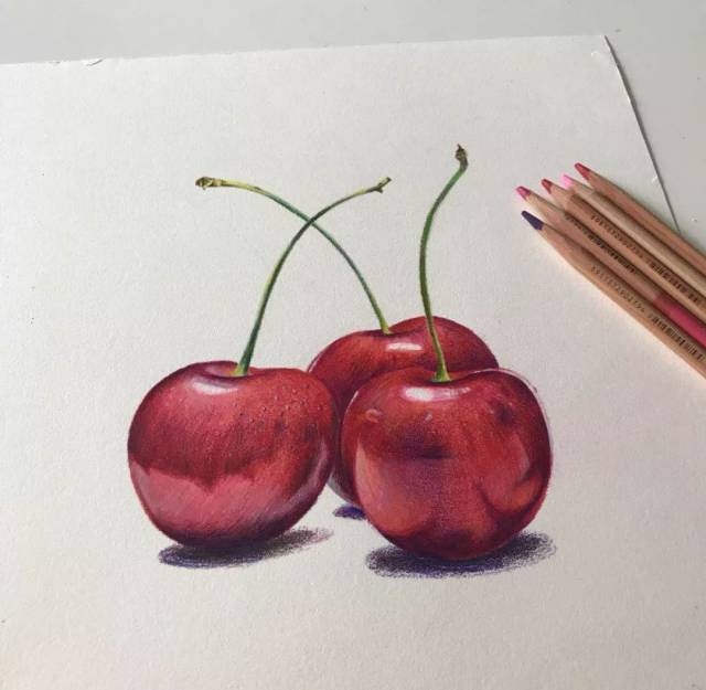 彩铅绘画主题:樱桃
