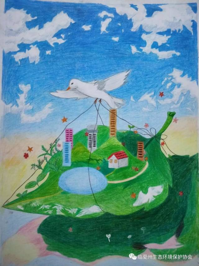 临夏州举办第三届"绿色河州,生态家园" 环保主题青少年书画作品展