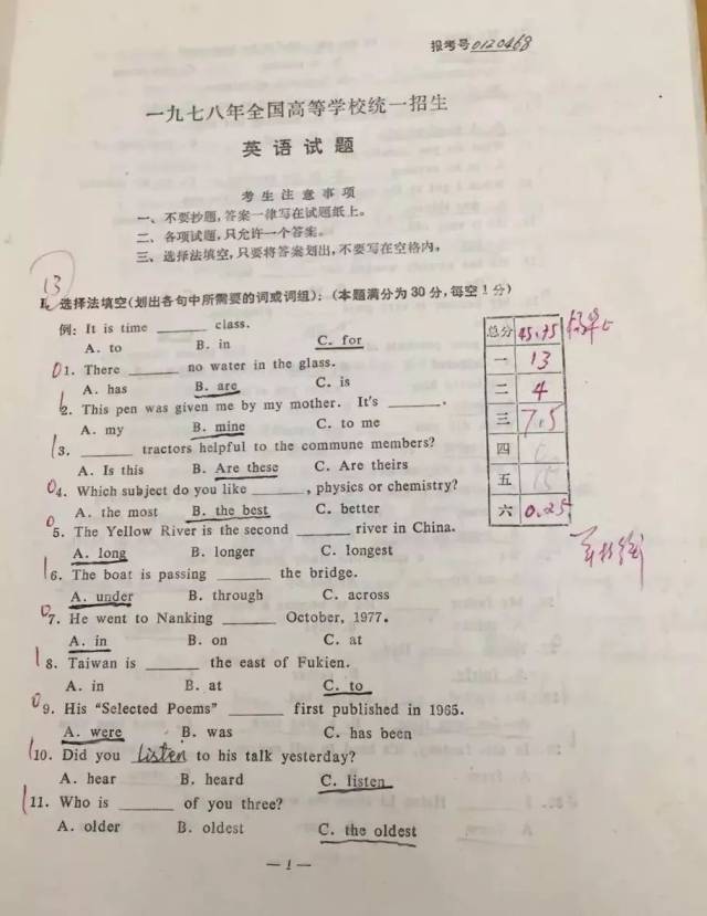 高考记忆||高考恢复41年,小伙伴们看看当年的英语试卷