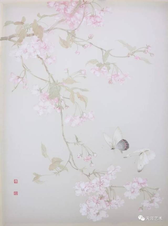 李晋文 次第春风系列 木槿图 绢本没骨 60x45cm 指导教师:贾广健,霍