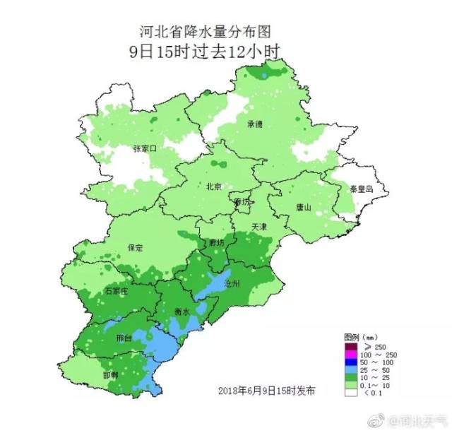 5毫米,降水量超过25毫米的地区主要分布在保定东部,石家庄中南部,邢台