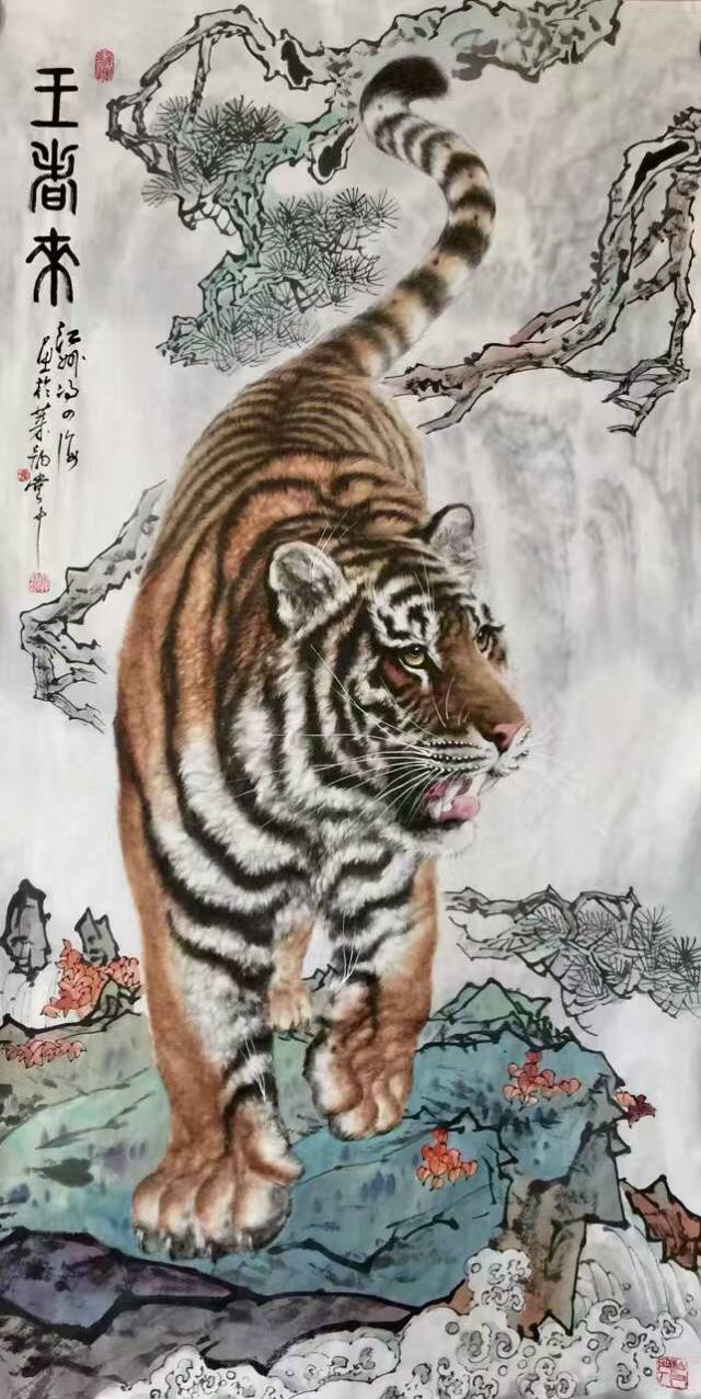 艺惠藏的签约画家著名画虎名家冯四海笔下的百兽之王