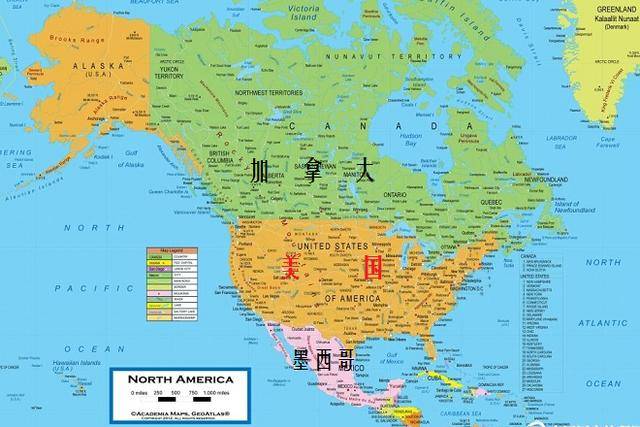 北美洲政区图图片
