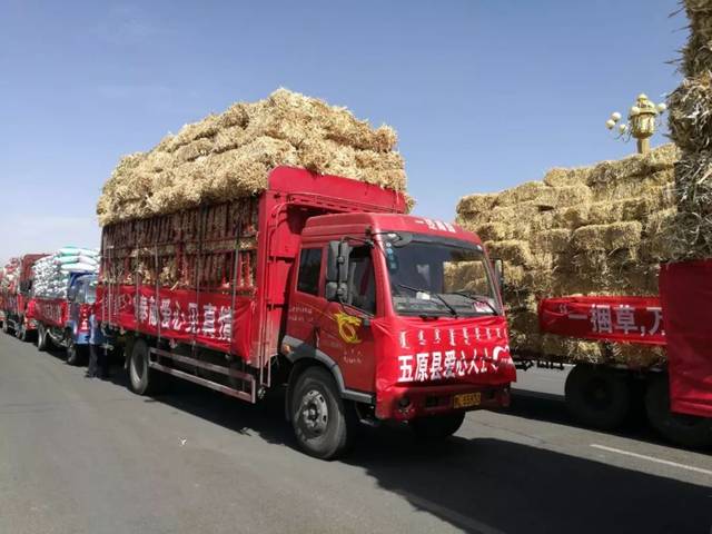 草料卡车驰向干旱的乌拉特草原