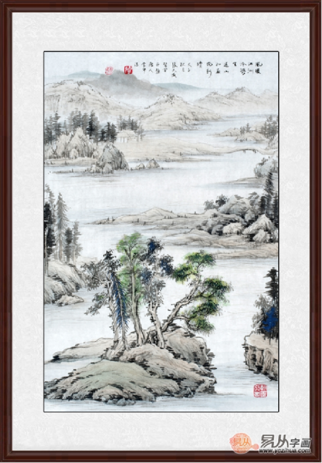张天成最新小尺寸竖幅山水画作品《江边吟》作品来源:易从网