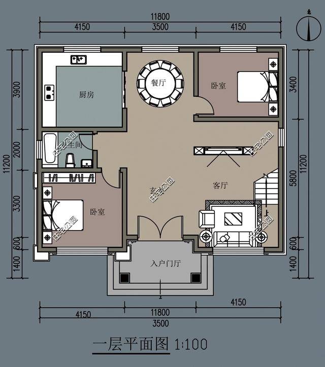 8x11.2米农村别墅,堂屋大餐厅挑空客厅,该有的一个