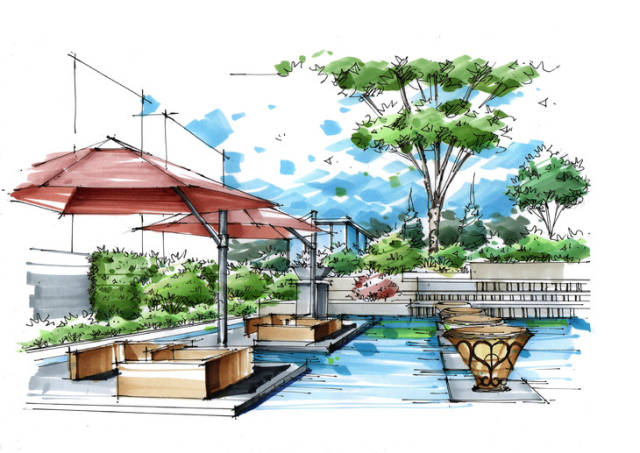 公园住宅景观手绘分析昆明手绘培训[一行手绘昆明]