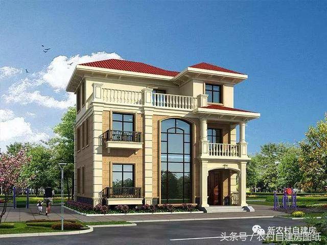 119米小面积农村别墅,堂屋烟囱大露台,人人都能建得起