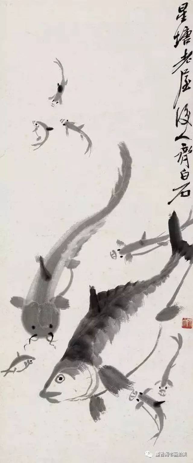 看看吴昌硕,张大千,齐白石三位大师如何画鱼!