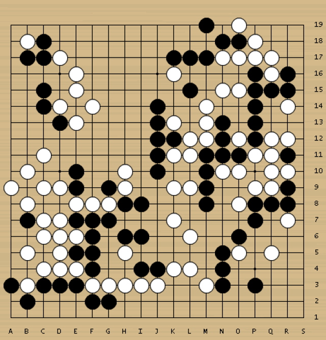 黑31拐出,然后33拐,若白棋右下全部被吃,黑棋实空暴涨.