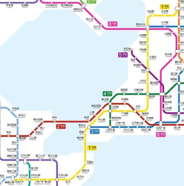 地铁1号线起自西海岸峨眉山路,北至兴国路站,串联西海岸,团岛,台东等