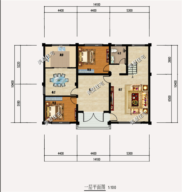 1410米农村自建房别墅,8室2厅大露台,真石漆外观效果