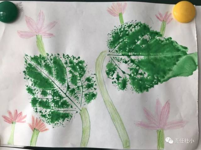 一年级树叶拓印创意画图片