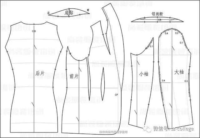 青果领女西装打版方法天津尚装服装培训学校平面制版教案