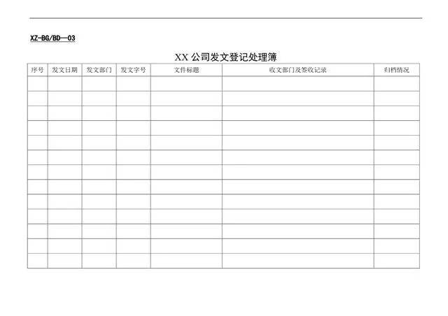 公司发文登记处理表