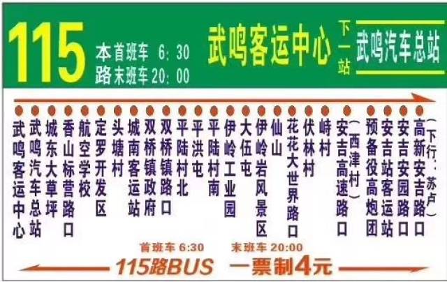 武鸣至南宁115路公交线路延伸啦!