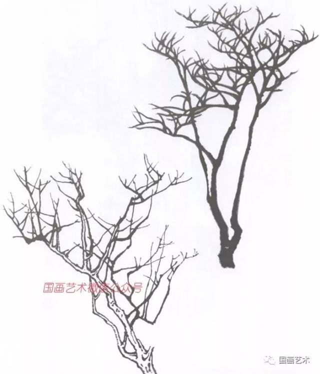 白雪石山水画技法节选:树干的画法