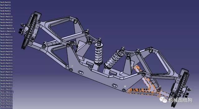 【汽车轿车】双a臂悬架系统3d图纸 stp格式 catia设计