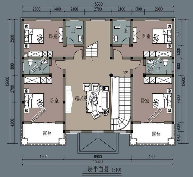 15x12米农村别墅,老人房大餐厅多卧室带内卫,尽享舒适