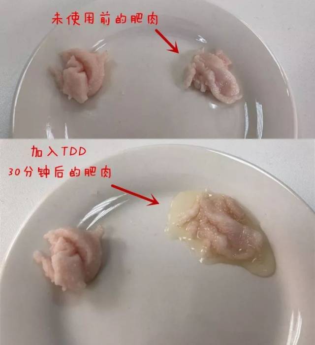 肥肉块并没有被分解.