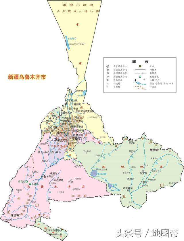 乌鲁木齐的地图看起来就像一个倒置的漏斗形状,昌吉州被乌鲁木齐市从