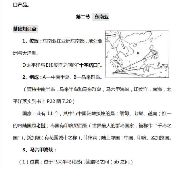 期末备考 | 七年级地理下册必考知识点