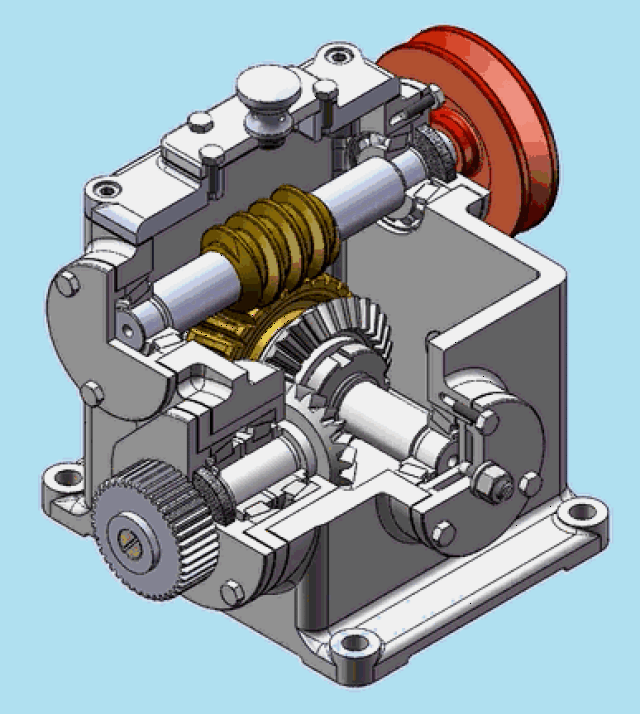 03 蜗轮蜗杆减速机 蜗轮蜗杆减速机是一种动力传达机构,利用齿轮的