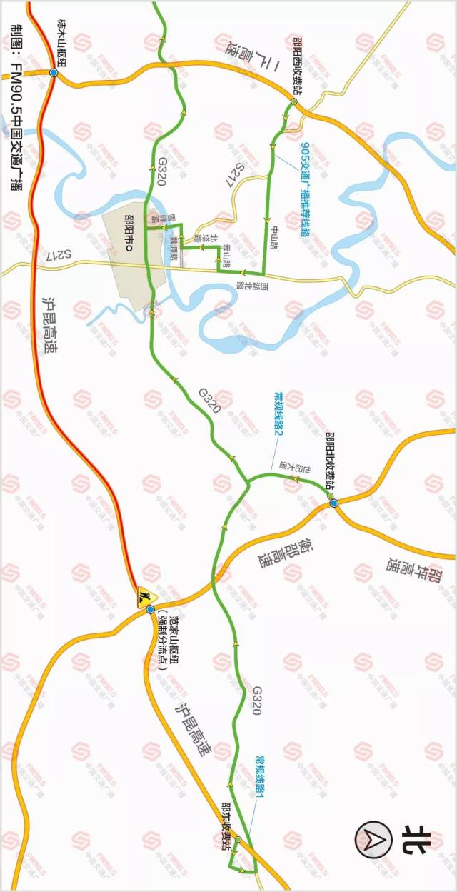 △905推荐国省道绕行线路示意图.(制图/王帆)