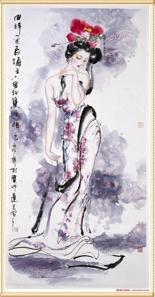 论水墨画色彩的艺术价值,诱惑水墨画仕女图赏析,人体国画的巅峰之作