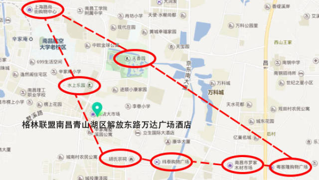 格盟南昌青山湖区解放东路万达广场酒店位于江西省南昌市青山湖区解放