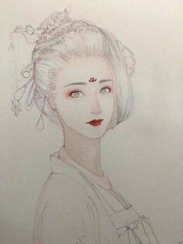 夏天要带扇子小姐姐水彩画教程