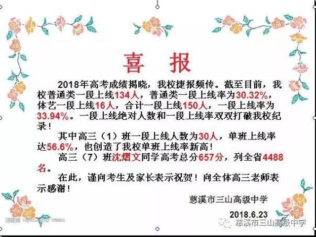 最新!慈溪多个高中发喜报,普高录取分数线也出来了